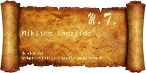 Miklics Tasziló névjegykártya